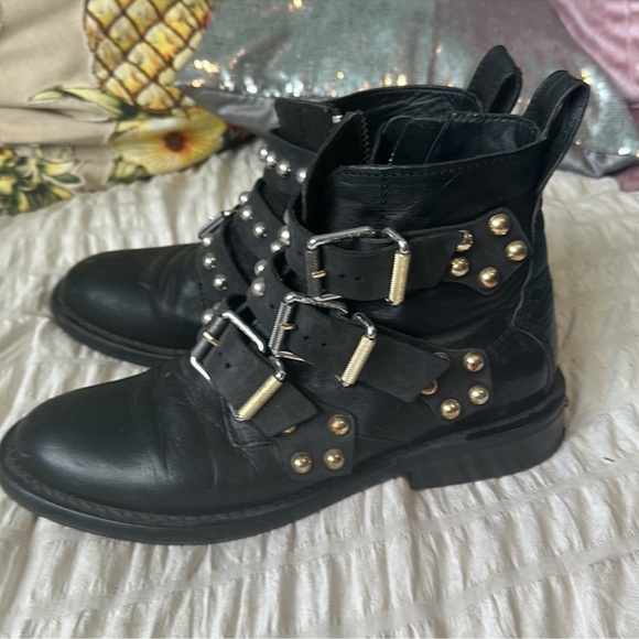 Zadig & Voltaire Laureen Studded Black Leather Ankle Boots - Picture 7 of 8